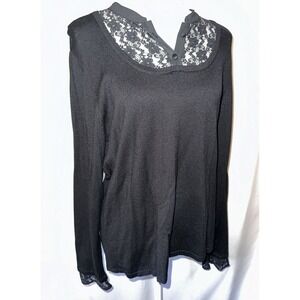 New‎ Apt 9 Sweater Womens Size XL Lace Panel Button Up Soft Long Sleeve V Neck